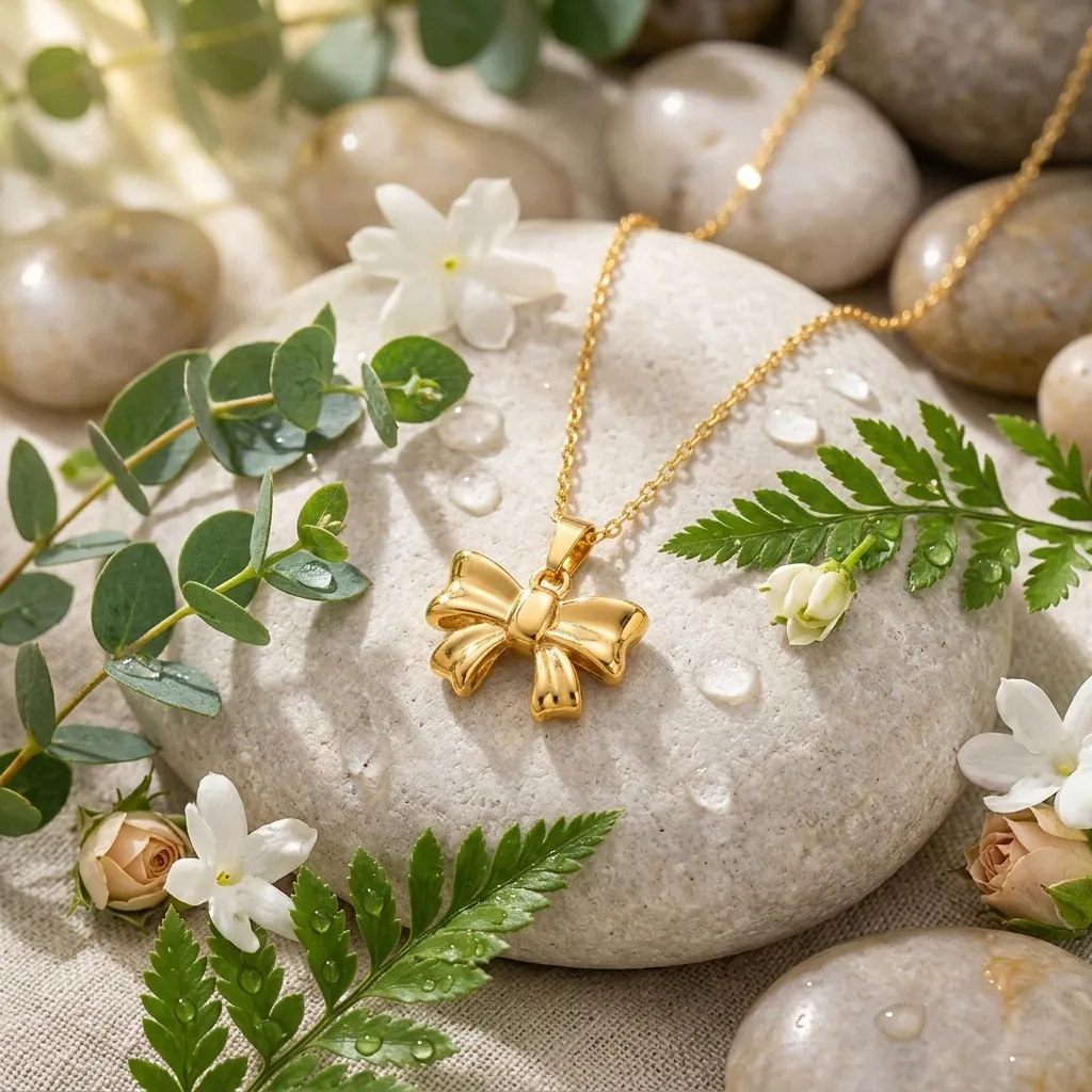 Celeste Bow Necklace | Stainless Steel | 18K Gold Plated | Anti Tarnish