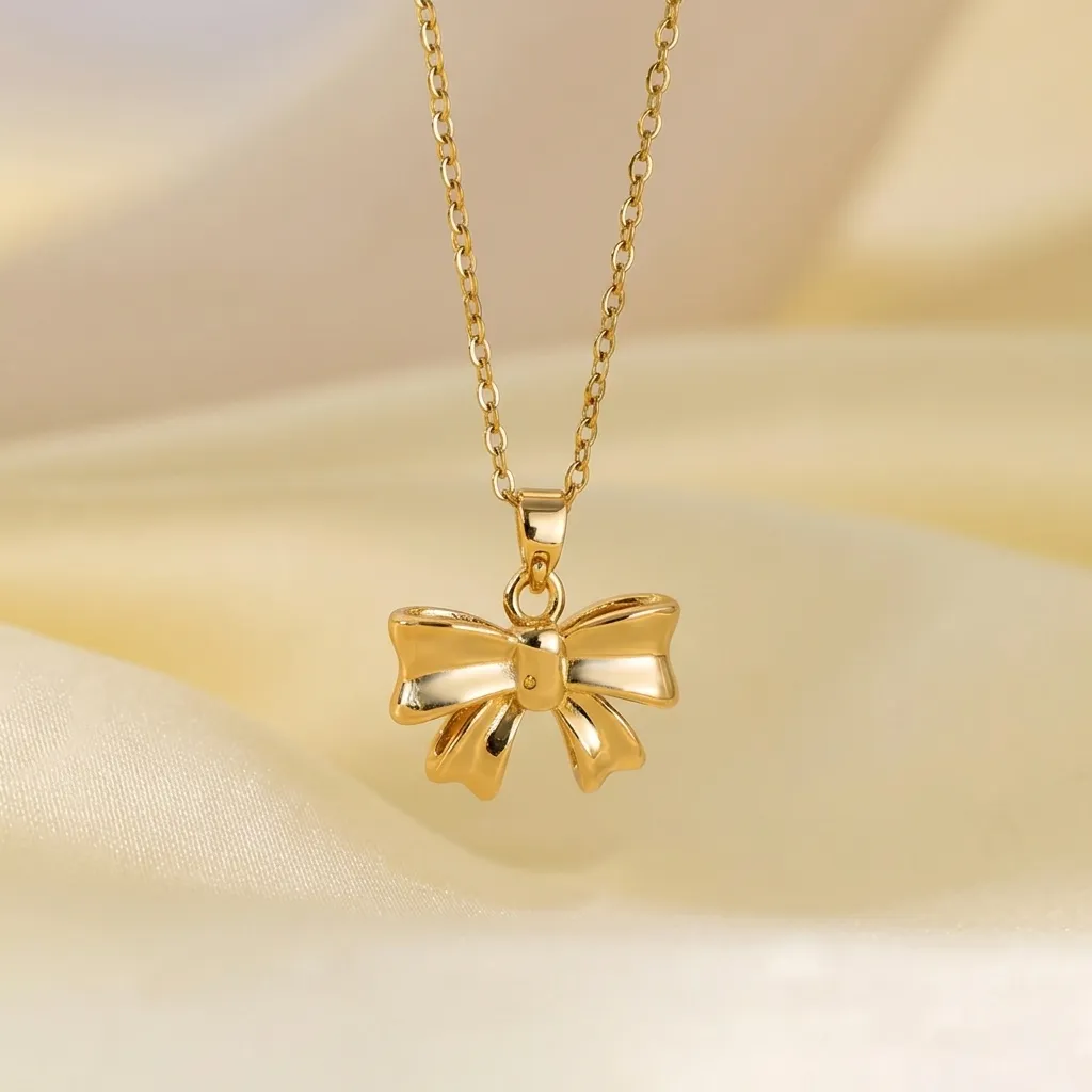 Celeste Bow Necklace | Stainless Steel | 18K Gold Plated | Anti Tarnish